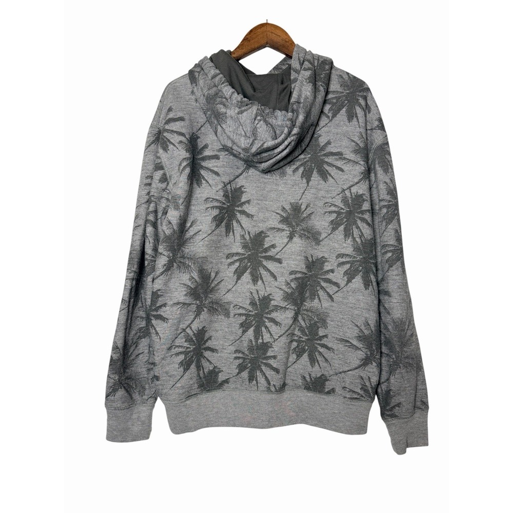 Express Hoodie Pullover Sweatshirt Mens M Grey Palm Tree Print - Picture 2 of 5